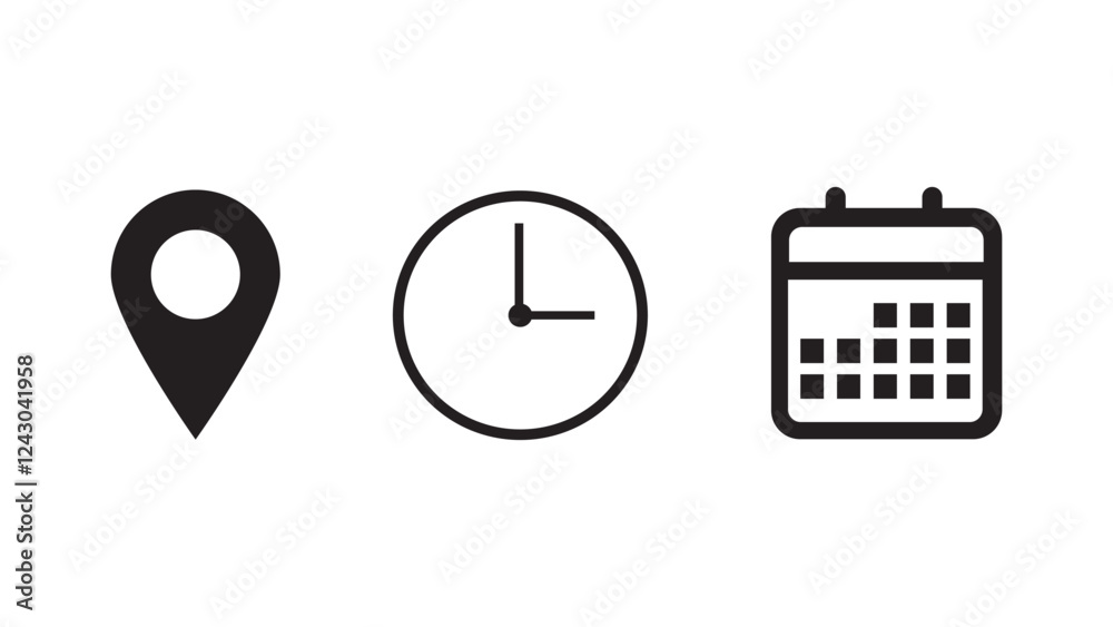 calendar address and time icon calendar address and time icon