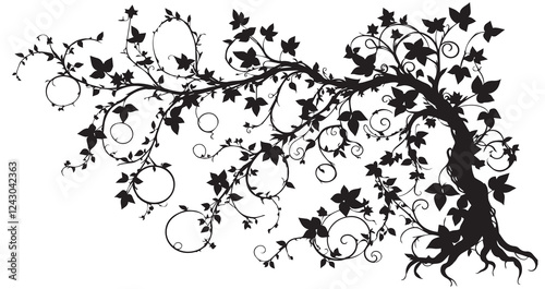beautiful silhouette leaf tree vector