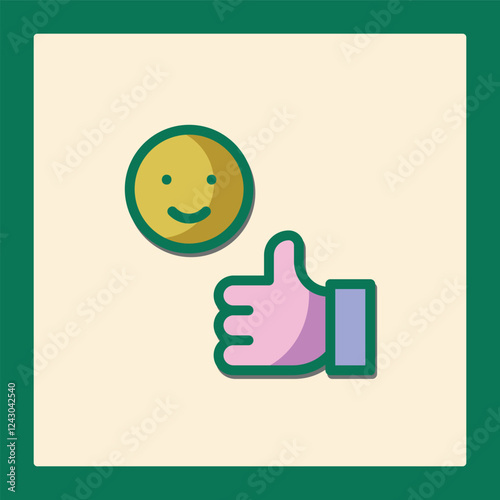Positive Feedback Icon: Thumbs Up and Smiley Face