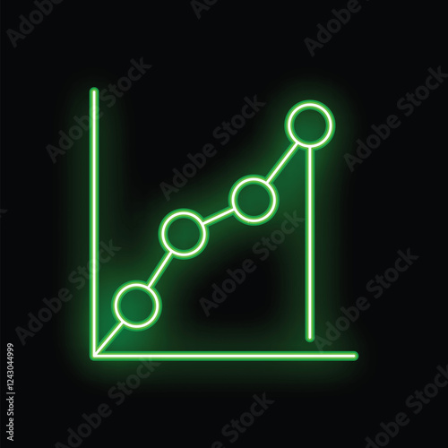 Glowing neon green line chart showing positive growth on a black background