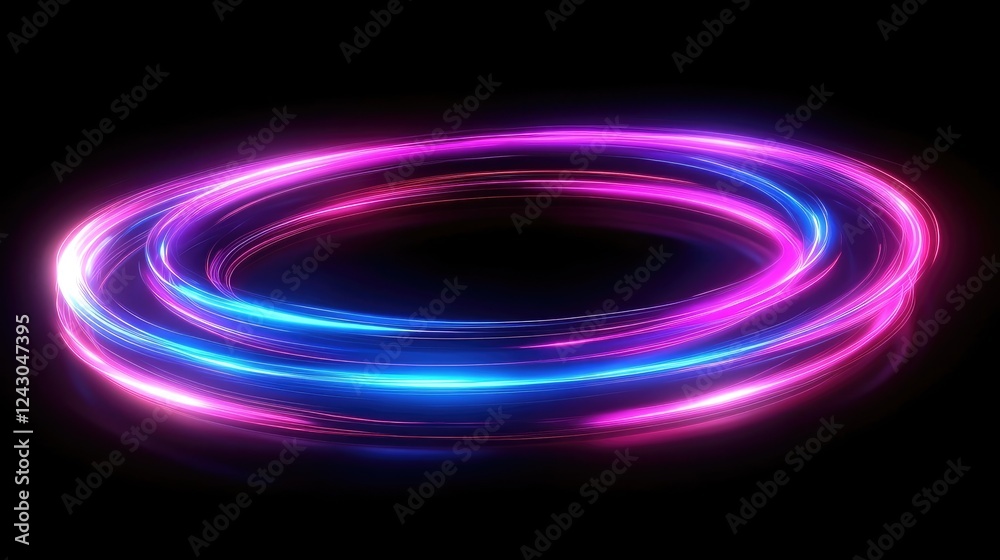 Vibrant neon light trails forming a loop Vibrant neon light trails forming a loop