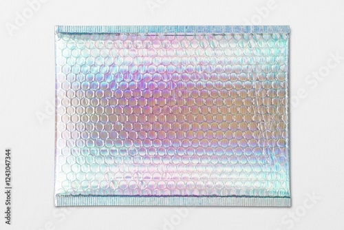 Iridescent bubble mailer bag, shipping packaging design photo