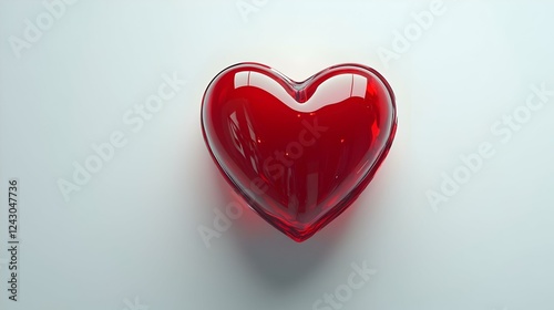 red valentine heart on white background