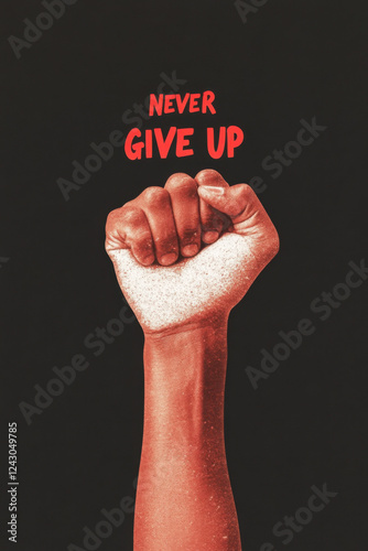Clenched fist symbolizing perseverance and never giving up