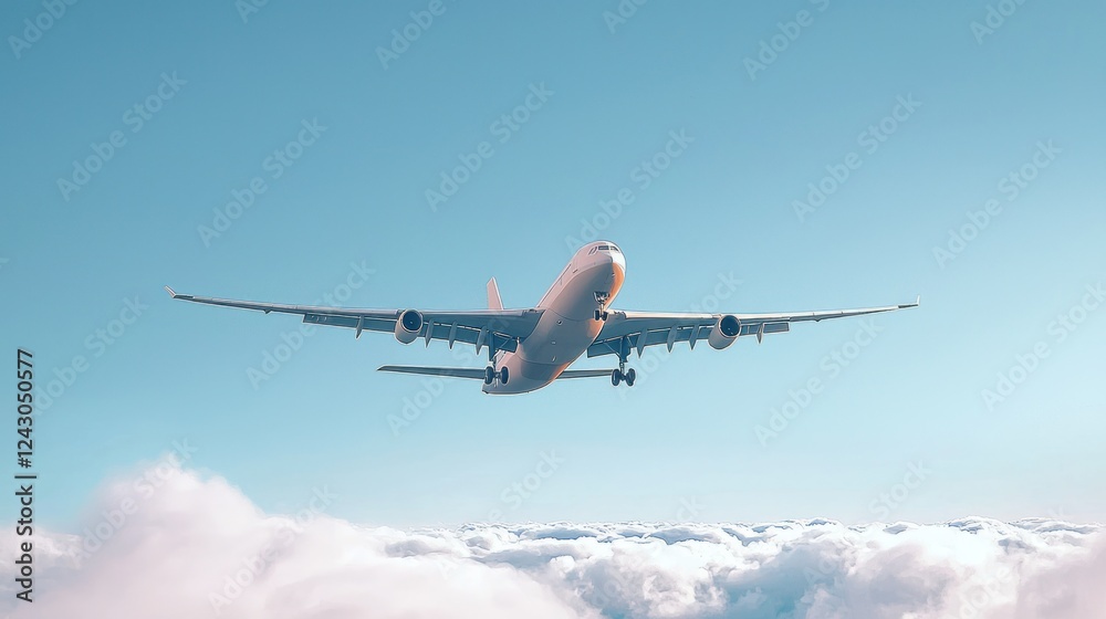 Fototapeta premium Airplane Flying Above the Clouds