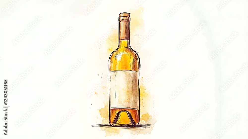 Fototapeta premium A watercolor illustration of a wine bottle