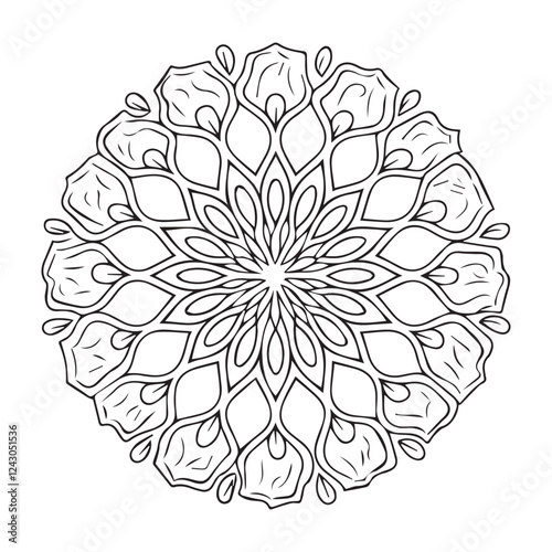 Doodle Zen tangle design mandala coloring book pages for adults vector illustration