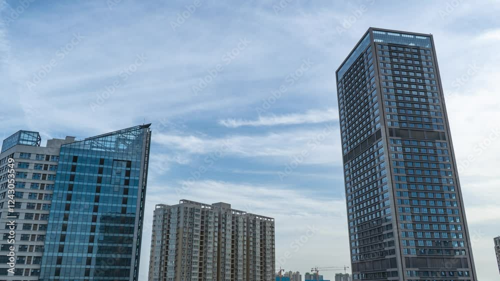 4k aerial video capturing modern skyscrapers and urban skyline under a clear blue sky in the bustling city 4k aerial video capturing modern skyscrapers and urban skyline under a clear blue sky in the bustling city