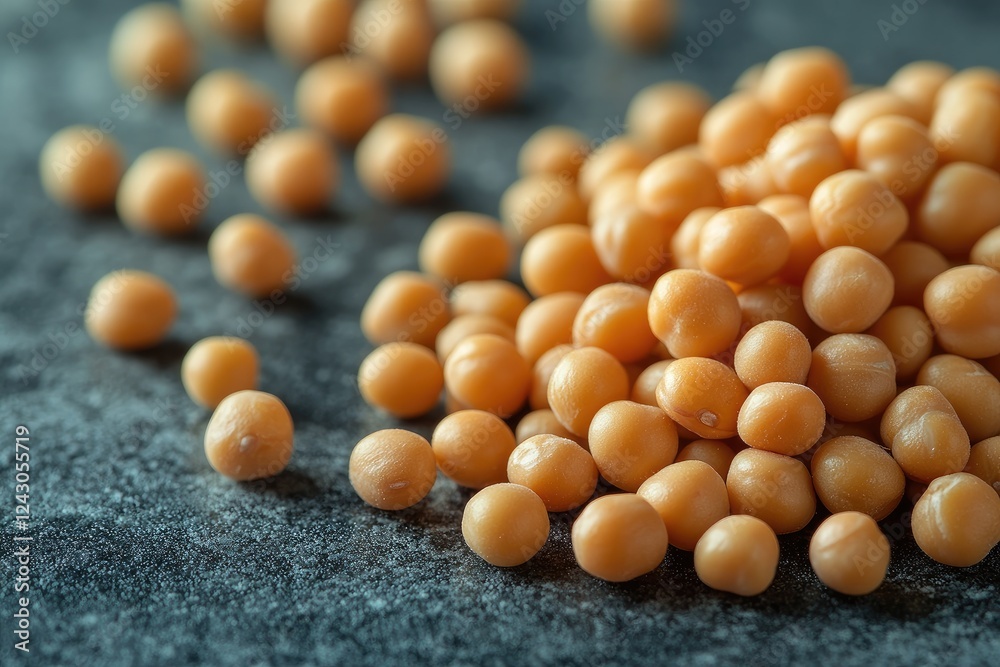 Dry yellow peas scattered on dark stone surface Dry yellow peas scattered on dark stone surface