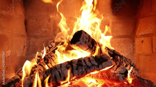 Fireplace 4k. Asmr sleep. Fire place at home for relaxing evening

