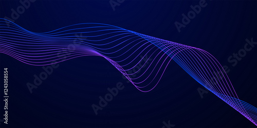 Purple and blue gradient background with smooth flowing wave lines, creating a futuristic and modern abstract design. Ideal for branding, presentations, and digital artwork.