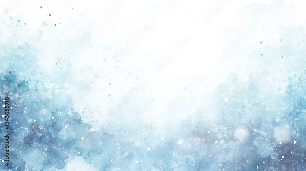 watercolor blue and white gradient, abstract winter background, light cold copy space design blank greeting form