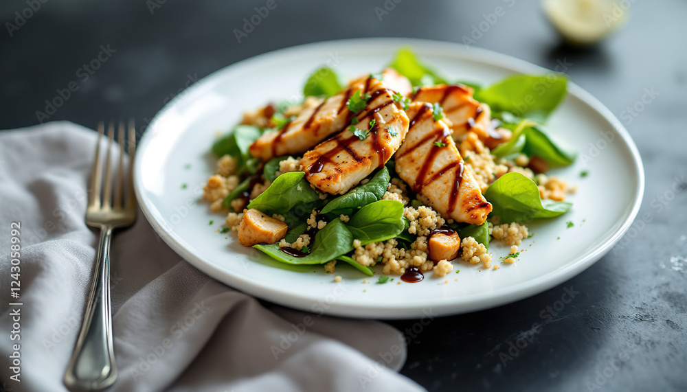 Grilled Chicken Salad with Couscous and Spinach Grilled Chicken Salad with Couscous and Spinach