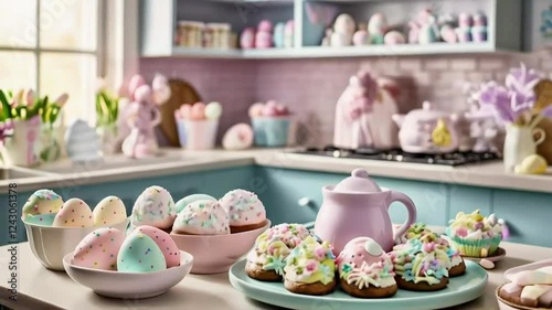 Wallpaper Mural Pastel Easter treats on kitchen counter. Torontodigital.ca