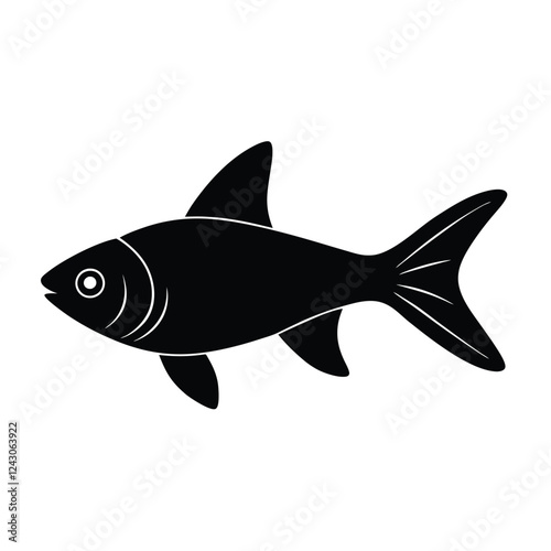 Rummy Nose Tetra Silhouette Vector Art and Rummy Nose Tetra Black Design Illustration