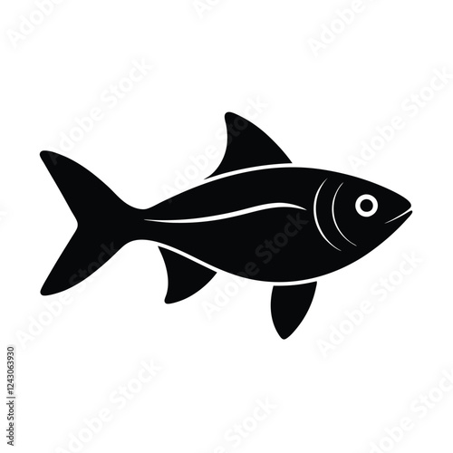 Rummy Nose Tetra Silhouette Vector Art and Rummy Nose Tetra Black Design Illustration