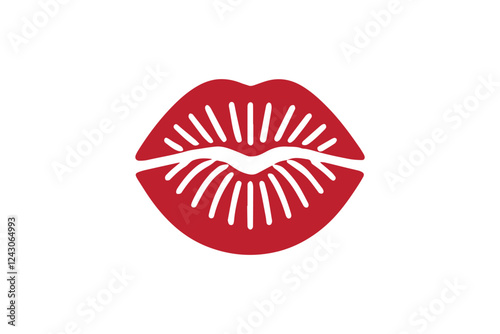 Kissing lips vector silhouette isolated in white background