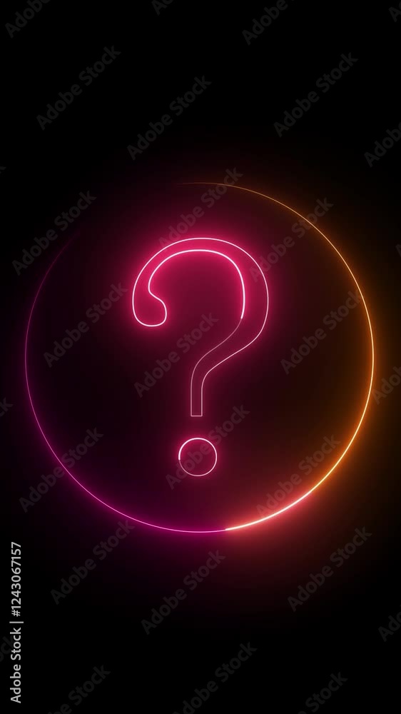 Prostrate animated question sign with glowing neon light effect for mobile video Prostrate animated question sign with glowing neon light effect for mobile video