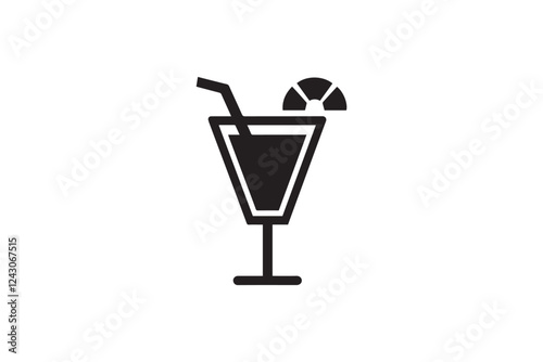 Cocktail vector silhouette isolated in white background