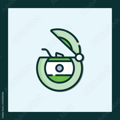 Modern Dental Floss Icon Design, Mint Green Hues