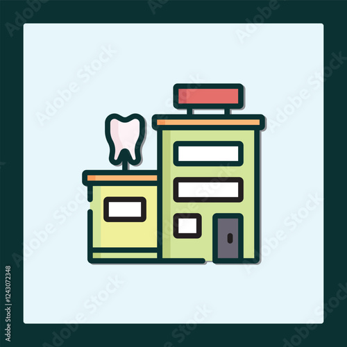 Modern Dental Clinic Building Icon Illustration