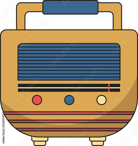 retro classic radio flat design vector illustration. old radio tuner. Vector illustration of vintage radio receiver, flat style. Retro radio