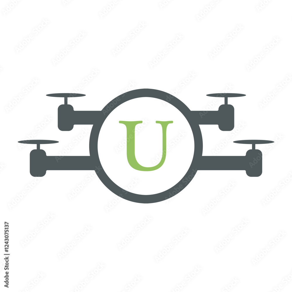 Drone Logo combine with letter U vector template Drone Logo combine with letter U vector template