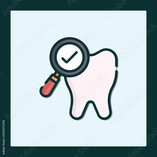 Dental Checkup Approved Icon: Healthy Teeth Magnified