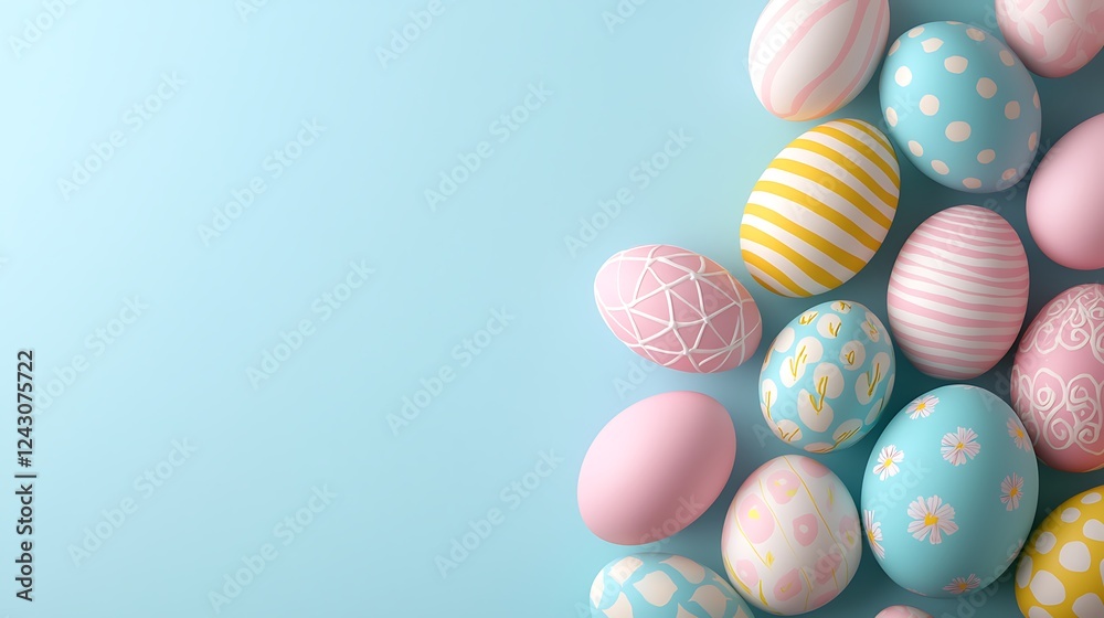 Fototapeta premium Easter day celebration with pastel tone eggs festive colors bright space joyful spirit