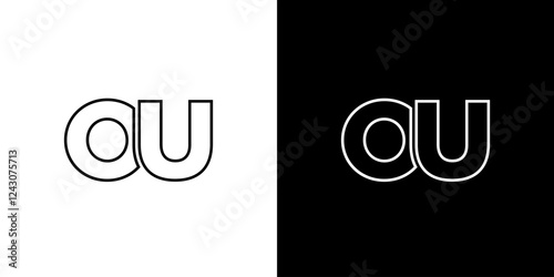 Letter O and U, OU logo design template. Minimal monogram initial based logotype.