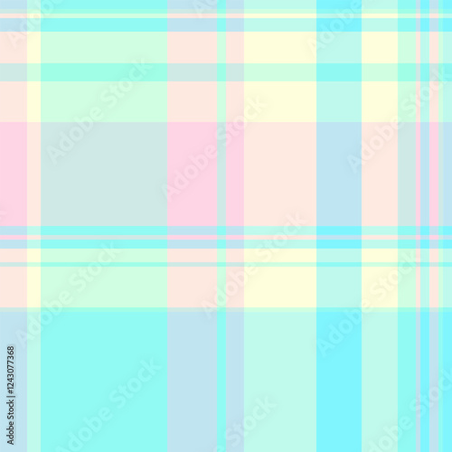 Dimensional vector check texture, cotton seamless tartan pattern. Bright background textile fabric plaid in light and teal colors.