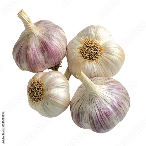 Group of garlic bulbs, isolated on a transparent background photo