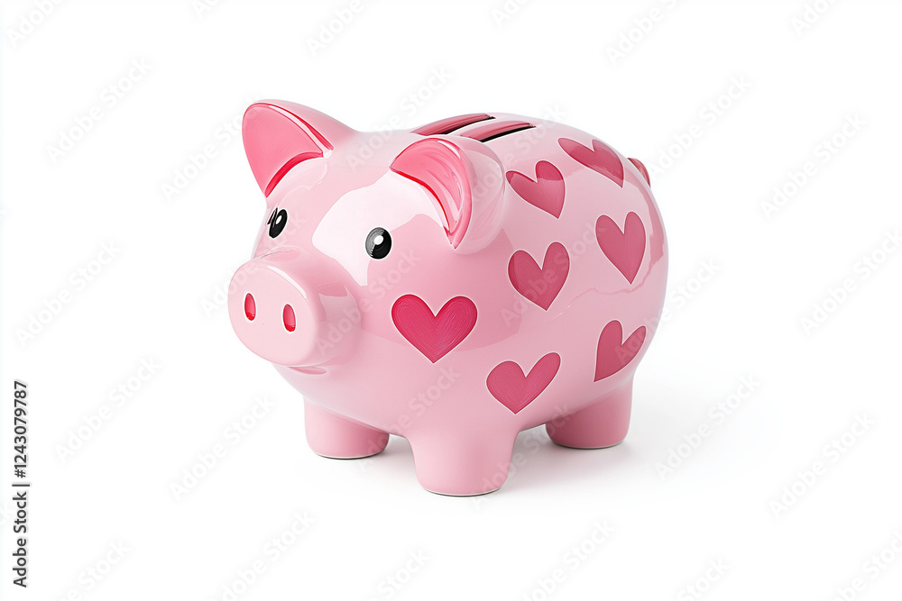 a piggy bank filled with tiny hearts, love and finance theme, photorealistic, soft red and pink, isolated on white background a piggy bank filled with tiny hearts, love and finance theme, photorealistic, soft red and pink, isolated on white background