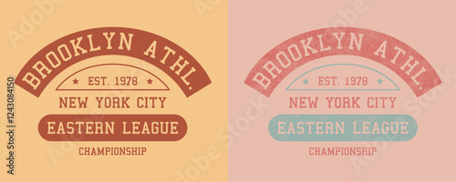 Brooklyn Athletic, New York City, Eastern League Championship retro college varsity typographic vector graphic.
