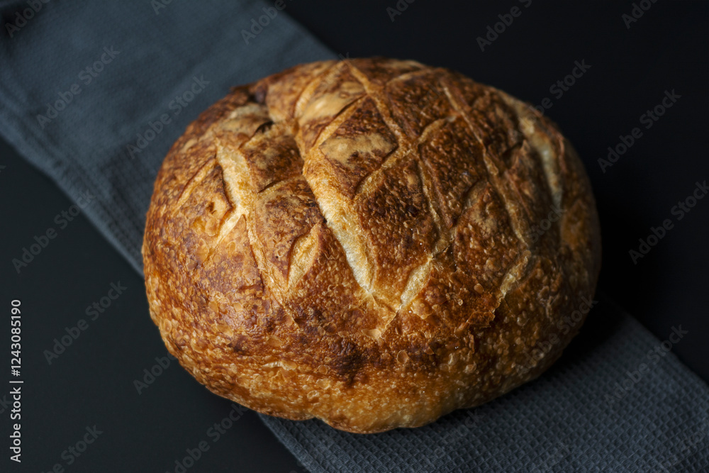 homemade bread on a gray towel homemade bread on a gray towel