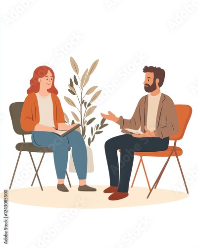 A professional psychologist talking to a couple in a therapy session, offering advice for a healthy and lasting relationship