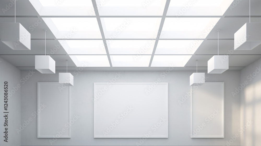 custom made wallpaper toronto digitalA fine art gallery with blank white canvas frames, perfect for technology-themed backgrounds and presentations.



