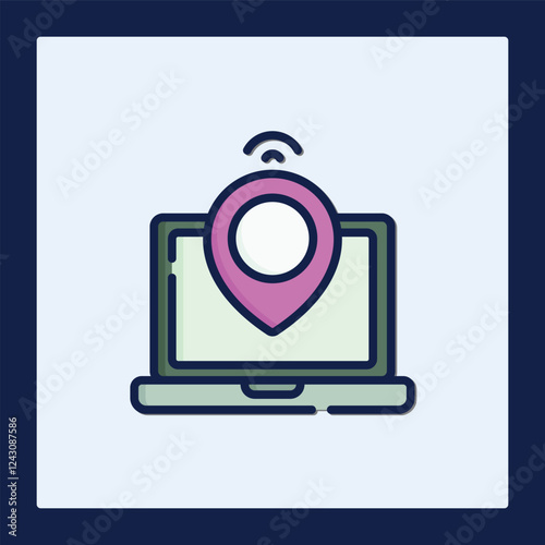 Wallpaper Mural Digital Nomad Location Icon: Laptop and Pinpoint Torontodigital.ca