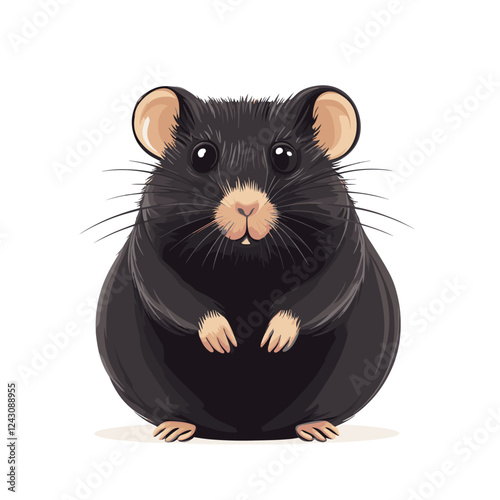 Cute sitting Hamster icon front view. Happy home rodent mouse animal. Hamster pet. Vector illustration isolated on a white background