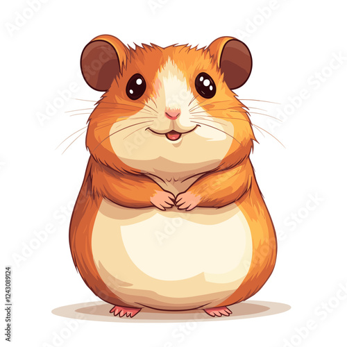 Cute sitting Hamster icon front view. Happy home rodent mouse animal. Hamster pet. Vector illustration isolated on a white background