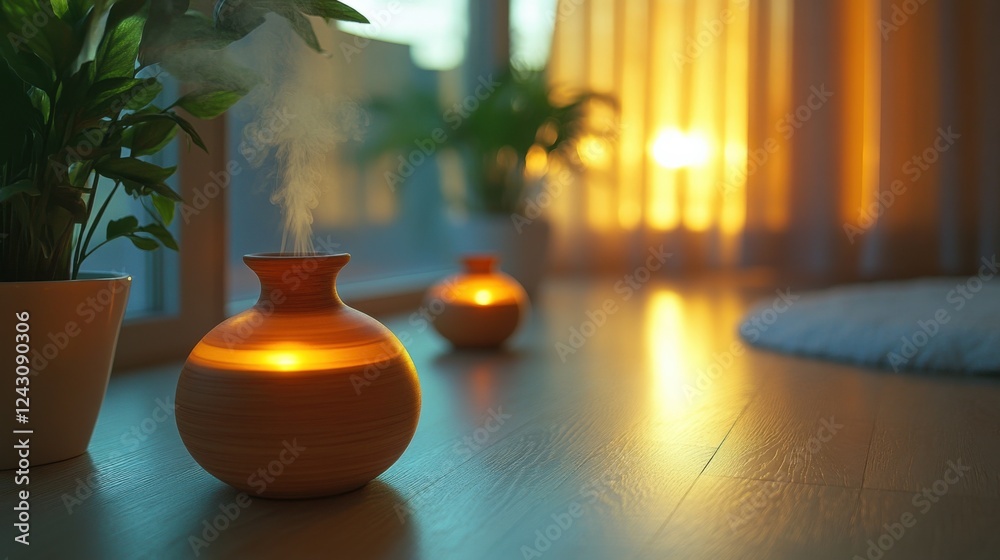Serenity From Aromatherapy With Warm Candlelight in Ambiance. Generative AI Serenity From Aromatherapy With Warm Candlelight in Ambiance. Generative AI