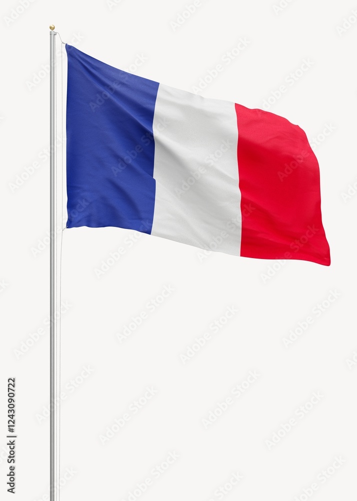 Obraz premium Flag of France on pole