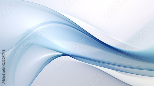 A sleek, minimalist colored technology key visual with white and blue wavy futuristic background for presentations.

