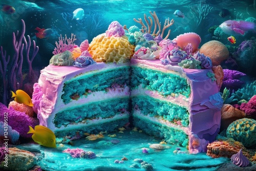 A cake with blue frosting