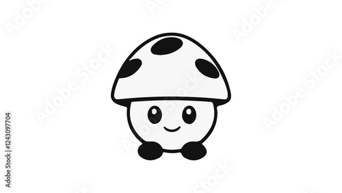 cute smiling mushroom illustration with black dots on head