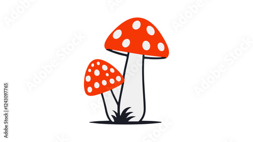 mushroom vector illustration, beautiful mushroom vector illustration with red head