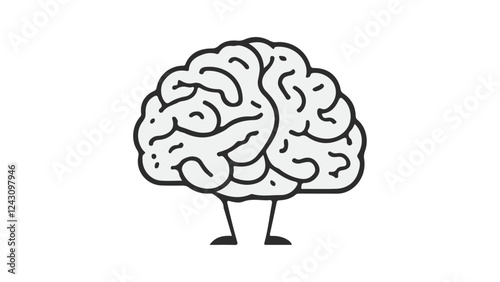 vector illustration of a brain with feet