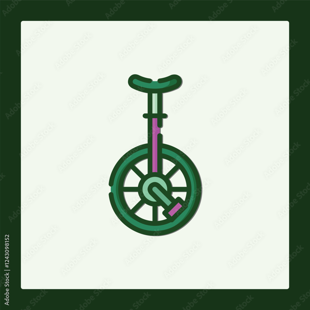 Unicycle Icon: A Single-Wheeled Vector Graphic Unicycle Icon: A Single-Wheeled Vector Graphic