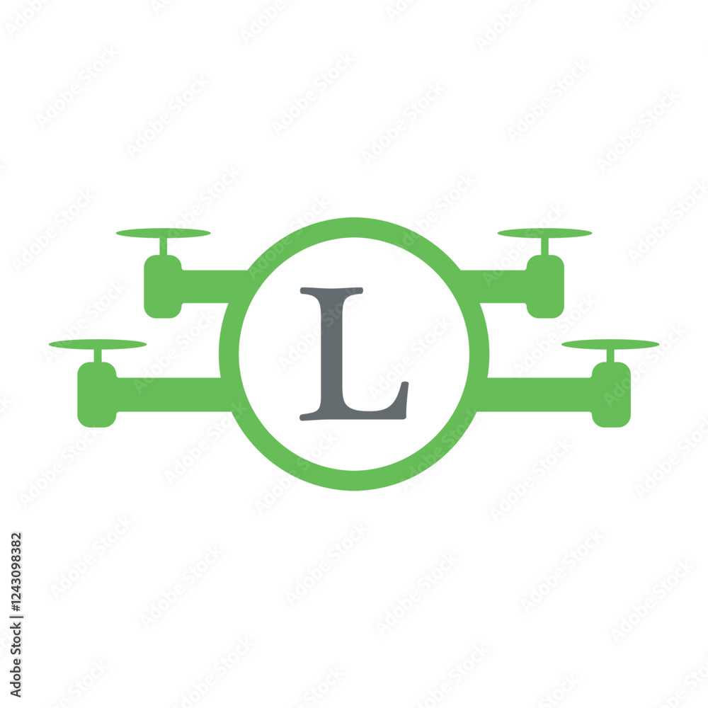 Drone Logo combine with letter L vector template Drone Logo combine with letter L vector template