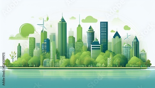 Sustainable green city, eco-city vector illustration. ESG - Environmental Social Governance illustration. choice